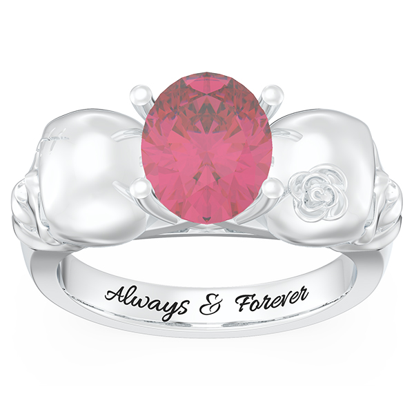 Skull Oval Stone Promise Ring